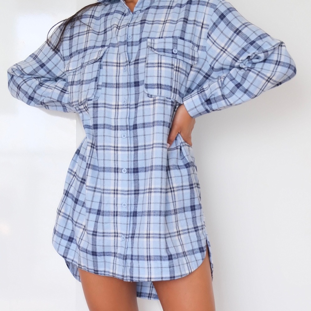 Missguided Oversized Plaid Shirt Dress